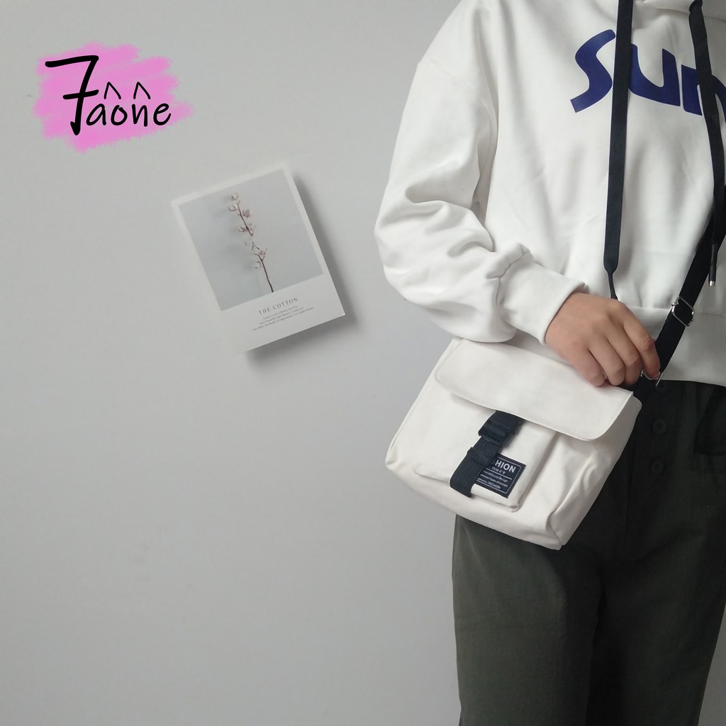 TÚI TOTE ĐEO CHÉO 1 KHÓA BÊN NGOÀI ULZZANG (VẢI CANVAS)