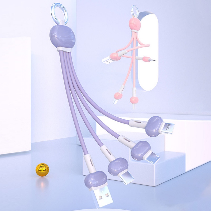 Cáp sạc nhanh Hdoorlink 3 trong 1 type-c dạng móc khóa tiện dụng thích hợp cho Samsung Android