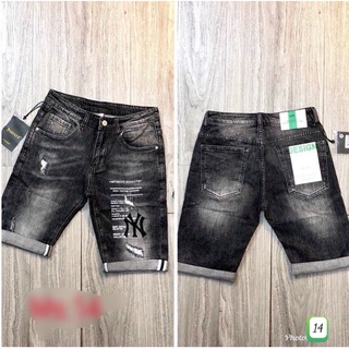 Quần short đùi jean nam chất bò rin cotton rách co giãn hu57