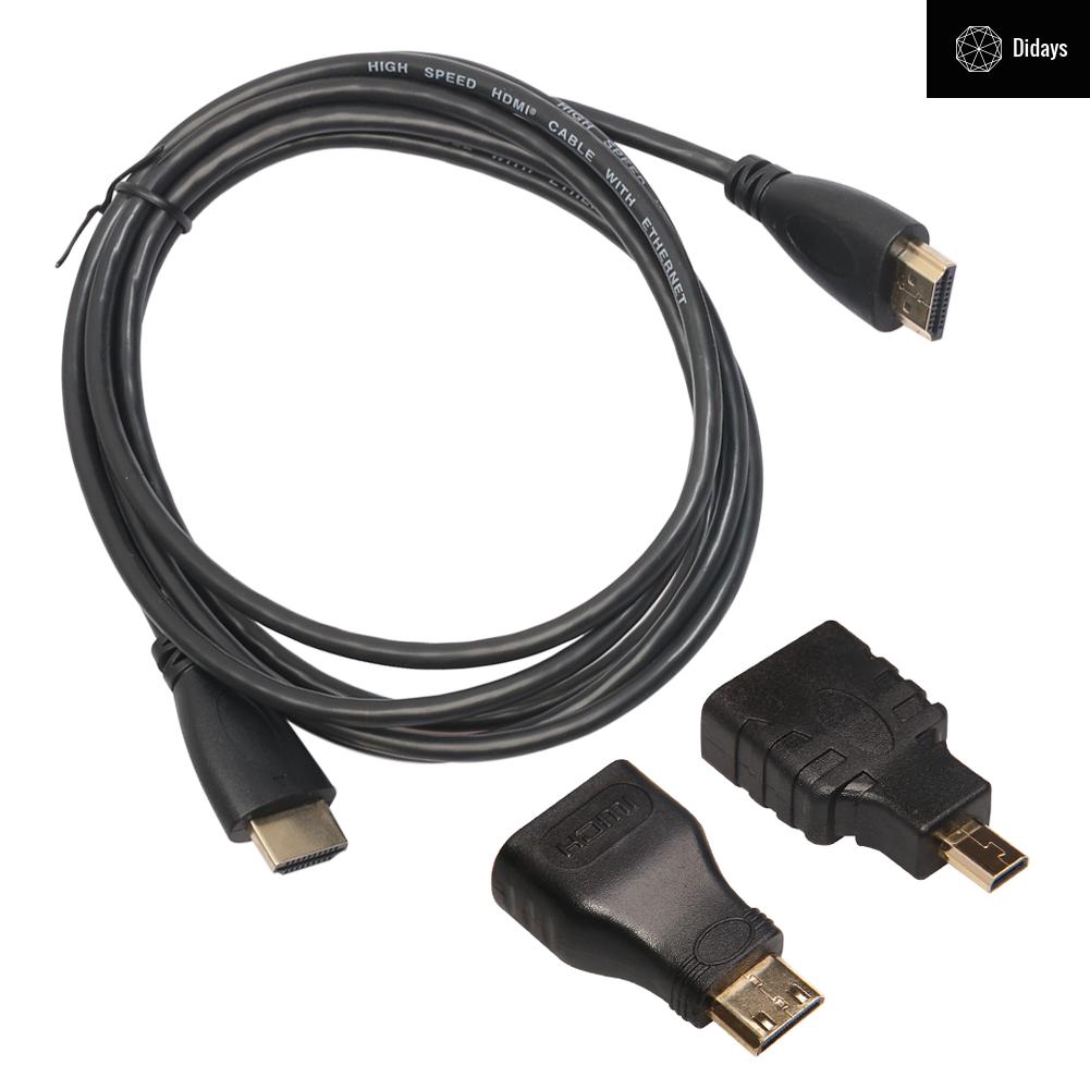 Dây Cáp Hdmi Tốc Độ Cao 0.5m / 1.5m + Đầu Chuyển Đổi Hdmi + Đầu Chuyển Đổi Mini Hdmi