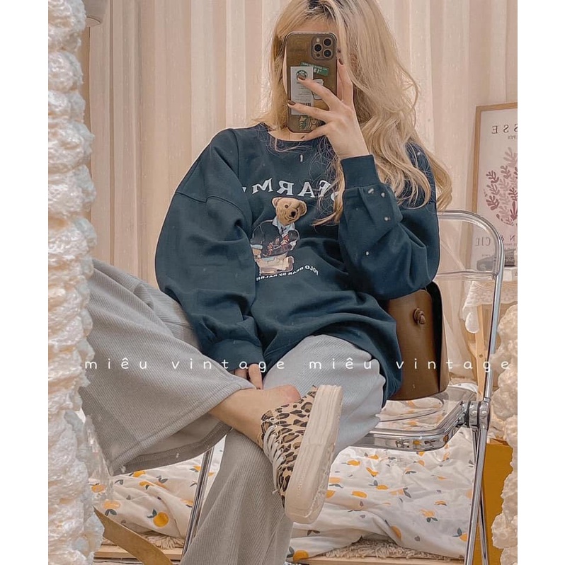 Áo Sweater Nữ In Hình Gấu Dearmy Chất Nỉ Dày Dặn Form Thụng Dễ Phối Đồ -Chuu House - CH0065