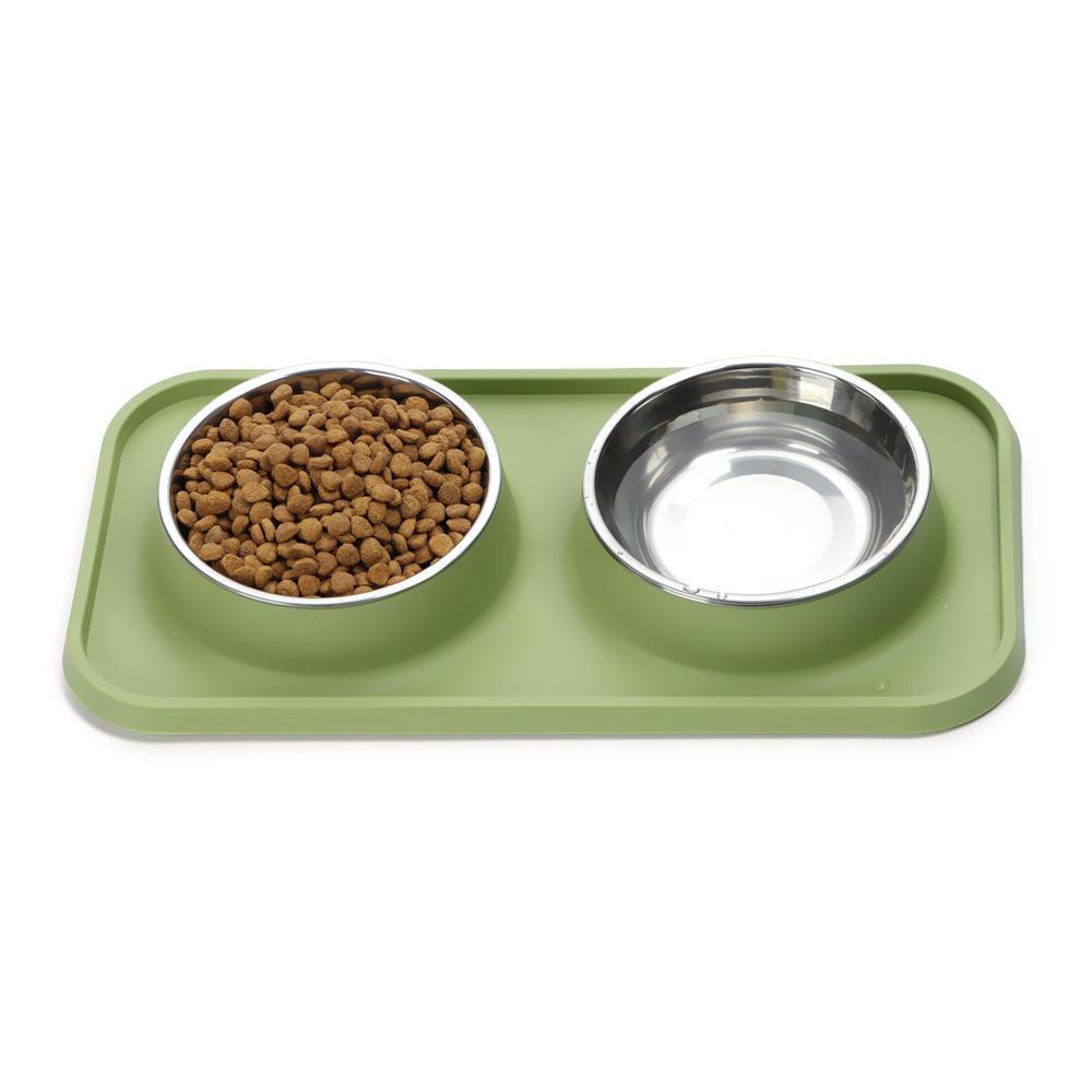 YNATURAL Bát Đựng Thức Ăn Cho Mèo Bằng Thép Không Gỉ Kèm Giá Đỡ