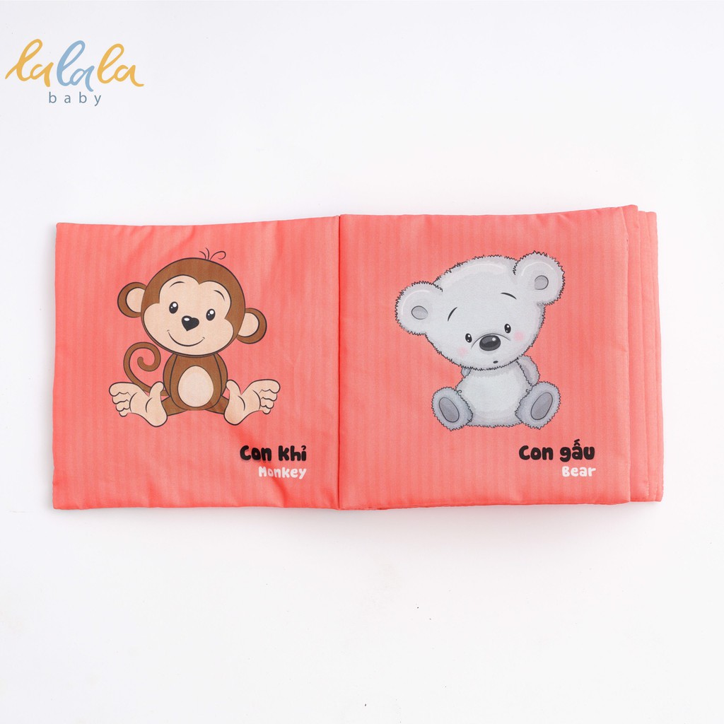 Sách vải Lalala baby Chính hãng, kích thích đa giác quan chủ đề Động vật. Kích thước 15x15cm