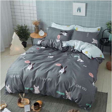 Bộ ga kèm 2 vỏ gối nằmvải poly cotton,chọn mẫu-chuột micky đen