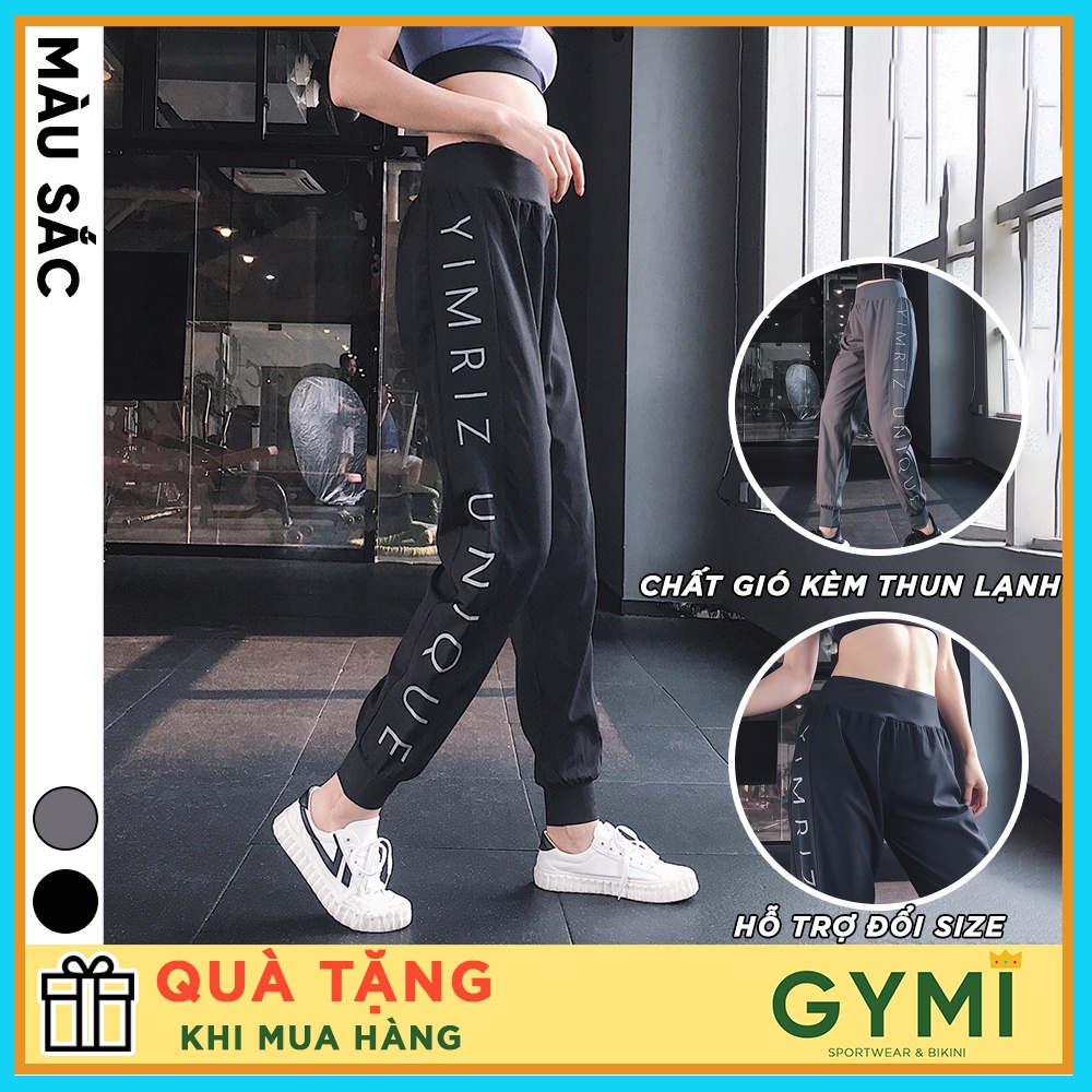 Quần jogger tập gym yoga rumba nữ QJ01 YIMRIZ UNIQUE dáng thể thao chất gió giấy phối thun lạnh phom rộng co giãn