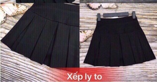 Chân váy đen xếp li M55