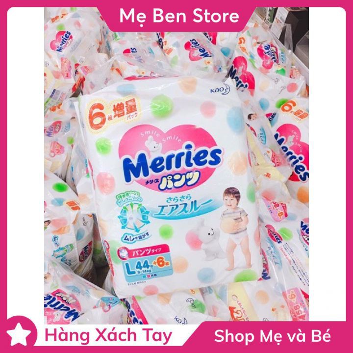 Bỉm quần Merries size M58/L44/XL38 miếng nội địa Nhật