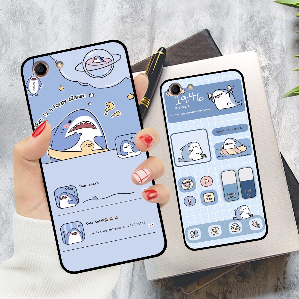 Ốp Oppo A83 in hình nền cá mập đáng yêu giá rẻ