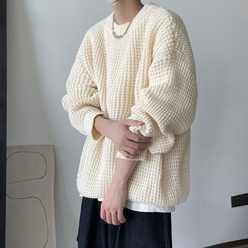 Áo sweater Dệt Kim Tay Dài Cổ Tròn Đơn Giản Thời Trang unisex Phong Cách Hàn Quốc