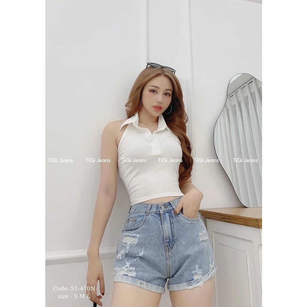 Quần Jean Shorts Rách Cá Tính Gấp Lai Q470