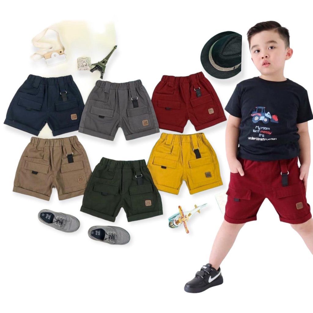 Quần Short Cargo Màu Trơn Năng Động Thời Trang Dành Cho Bé Từ Từ 1-8 Tháng Tuổi