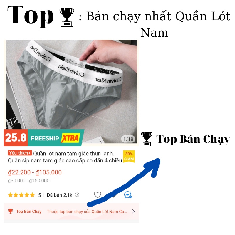 Quần lót nam tam giác thun lạnh, Quần sịp nam tam giác cao cấp co dãn 4 chiều thoải mái TGC01