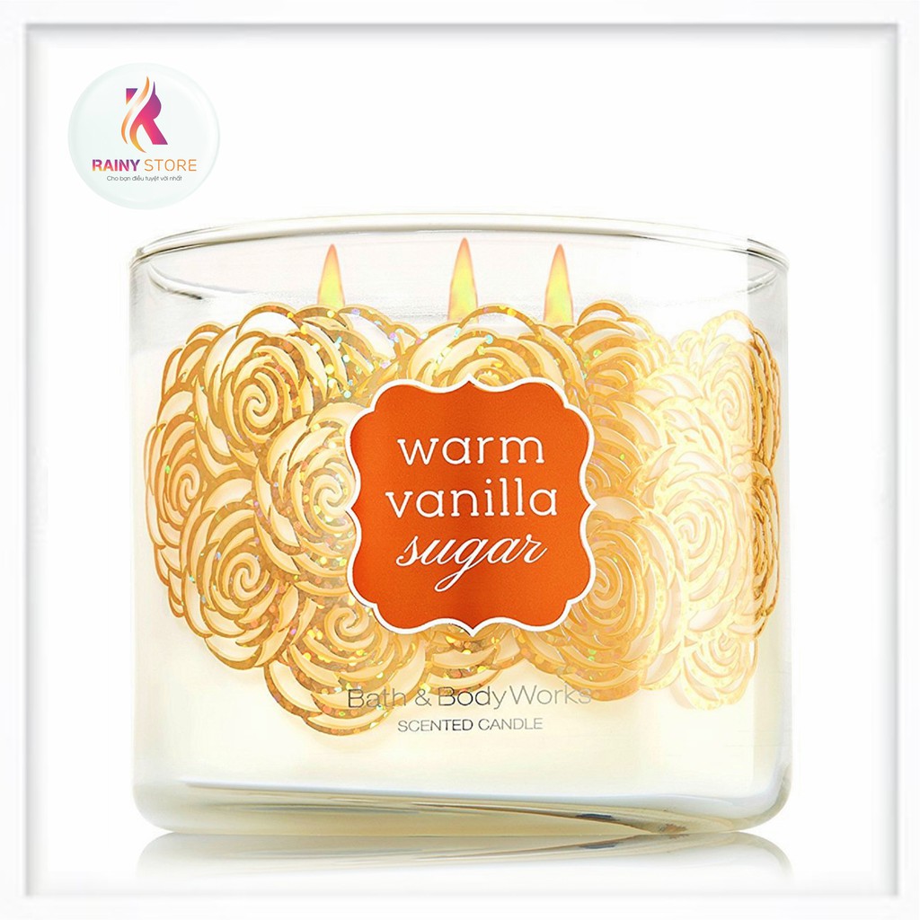 Nến thơm 3 tim Bath &amp; Body Works Warm Vanilla Sugar 411g