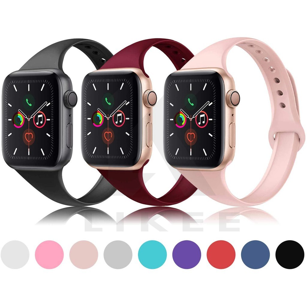 Dây đeo thay thế unisex bằng silicon mềm mỏng cho Apple Watch 38mm/40mm/41mm 42mm/44mm/45mm/24/22/20/18mm iWatch Series 6/5/4/3/2/1