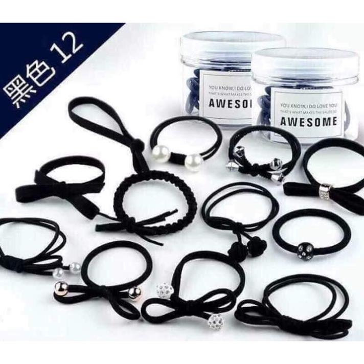 Hộp dây chun buộc tóc 12 mẫu dễ thương ( tuyển khách sỉ)