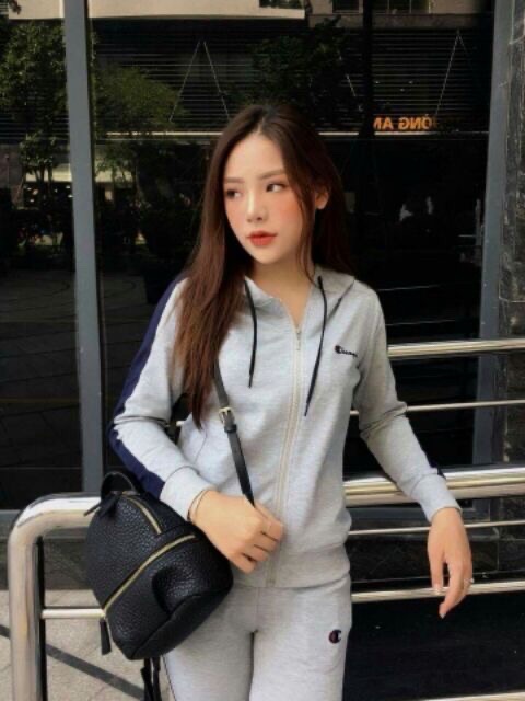 XẢ KHO- Bộ nỉ nữ thể thao kéo khoá có mũ hàng cao cấp | BigBuy360 - bigbuy360.vn