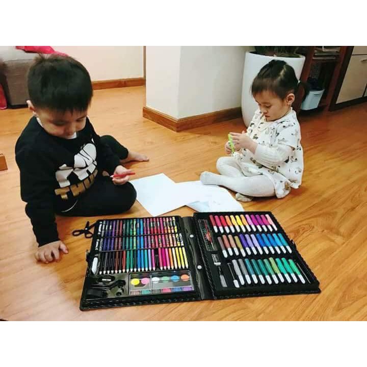 Bộ hộp bút màu 150 món cho bé tô màu - hộp màu 150 chi tiết cho bé vẽ tranh