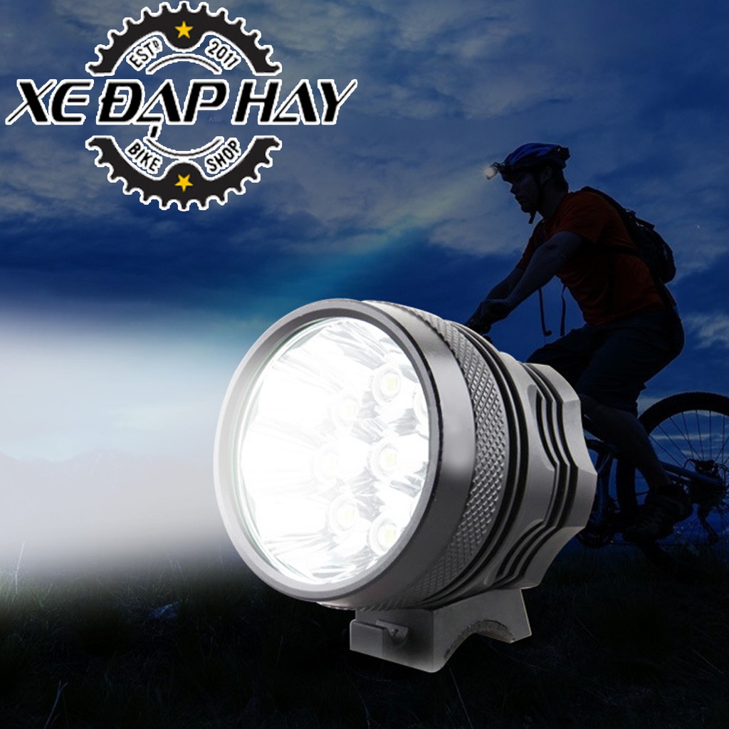 Đèn Pha Xe Đạp 9 LED T6 | Độ Sáng 10800 Lumens,Công Suất 90W |Pin Sạc Lithium 18560 X6 | Tuổi Thọ LED 10000 Giờ