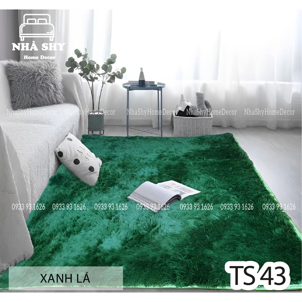 THẢM LÔNG TRẢI SÀN MÀU XANH LÁ TS43 - LOẠI CAO CẤP HÀNG DÀY - NHIỀU SIZE