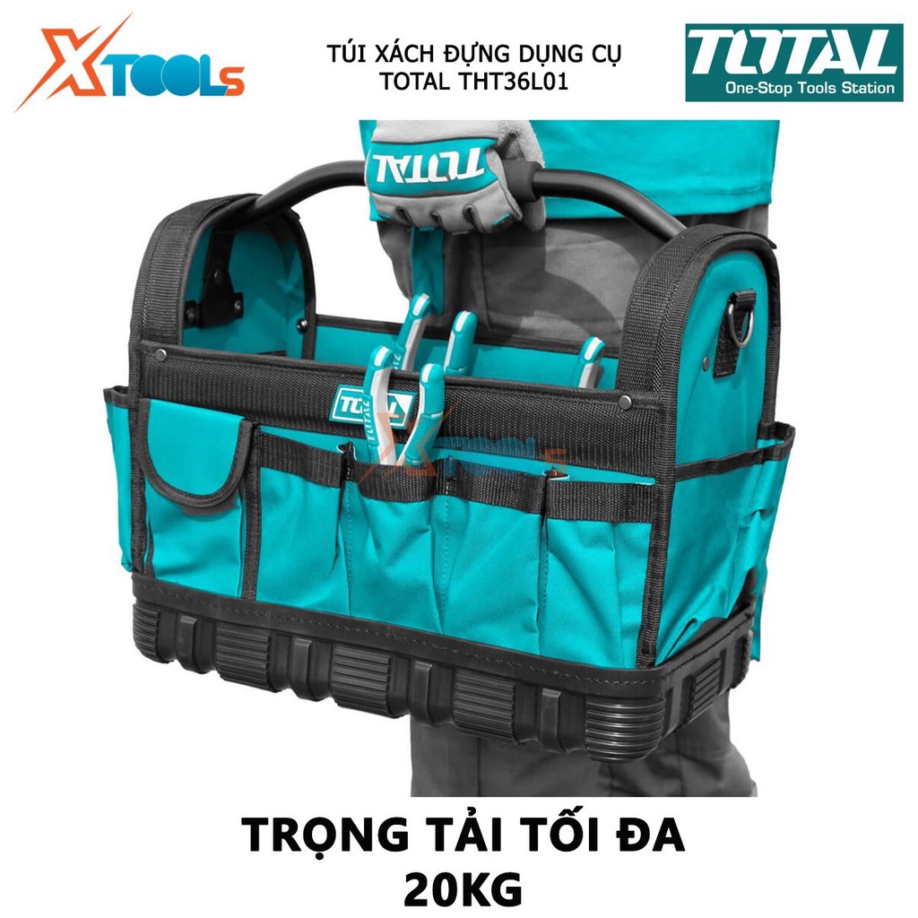 Giỏ đựng đồ nghề TOTAL THT36L01 | Túi đựng công cụ kích thước 16 inch túi đựng dụng cụ 21 ngăn chất liệu polyester 600D