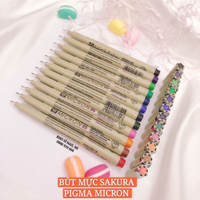 Bút line Sakura Pigma Micron chính hãng - bút mực 14 màu thông dụng cho dân làm móng