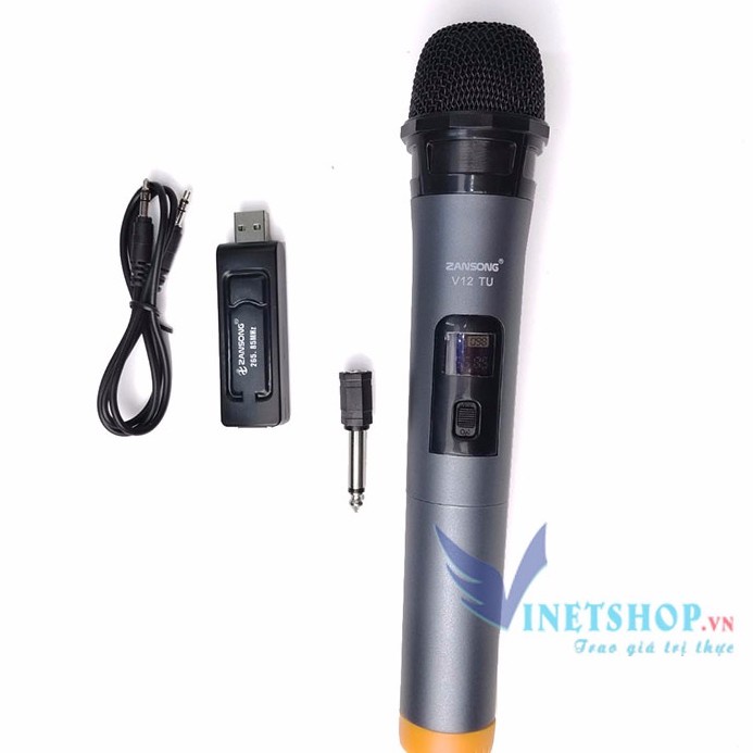 Micro Karaoke không dây cho loa kéo Zansong V12 /V20  màn hình LCD (đen) - Hỗ trợ jack cắm 3.5mm và 6.5 -dc3452