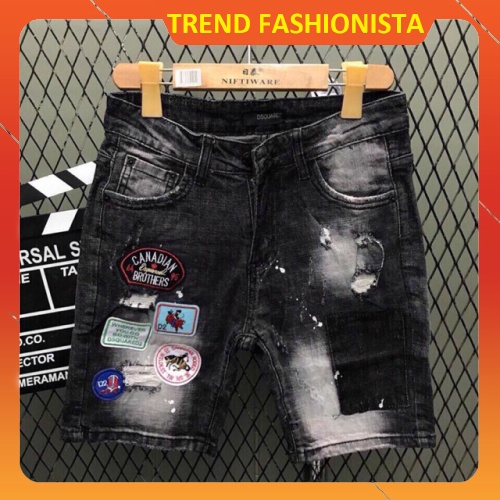 ♣✟✁Quần short nam jean ngắn in chữ rách kiểu đủ size từ 28-32 chất