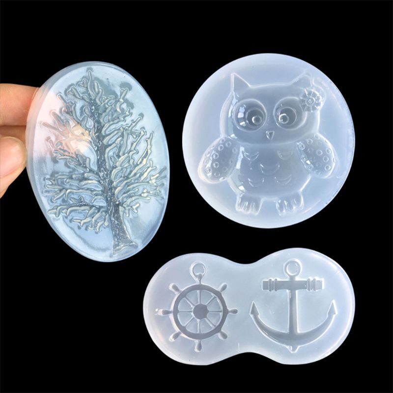 Khuôn silicone làm mặt Vòng cổ hình chim cú và cây<br>