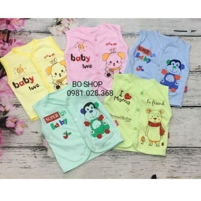 Áo gile cotton 2 lớp cho bé 3-10kg / nhiều màu GLM