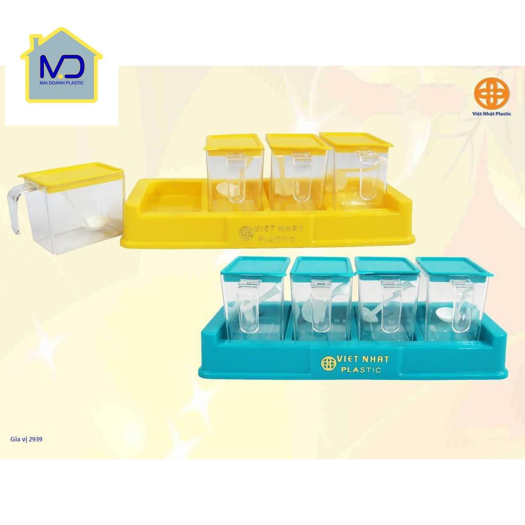 (so1 chat luong) BỘ 4 HỘP ĐỰNG GIA VỊ VIỆT NHẬT