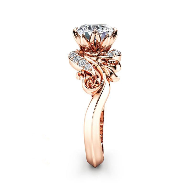 Handmade jewelry female simple style rose gold ring platinum zircon jewelry