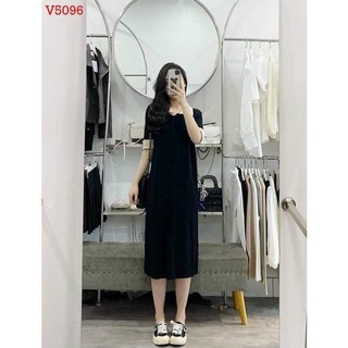 Đầm midi cổ bẻ phối màu (chất đẹp)