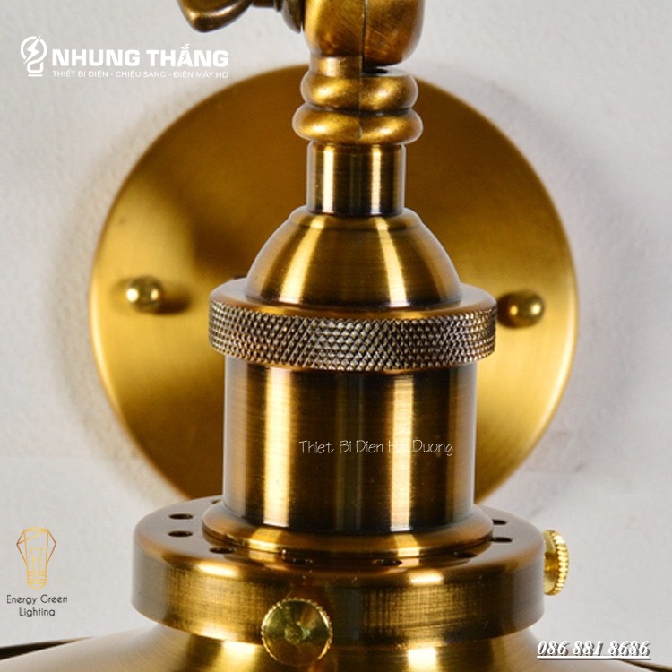 Đèn Treo Tường Đĩa Bay Lòng Sâu Thân Vàng Cao Cấp TN201-V - Decor Trang Trí Nhà Hàng , Quán Cafe Siêu Đẹp - Kèm Bóng T64