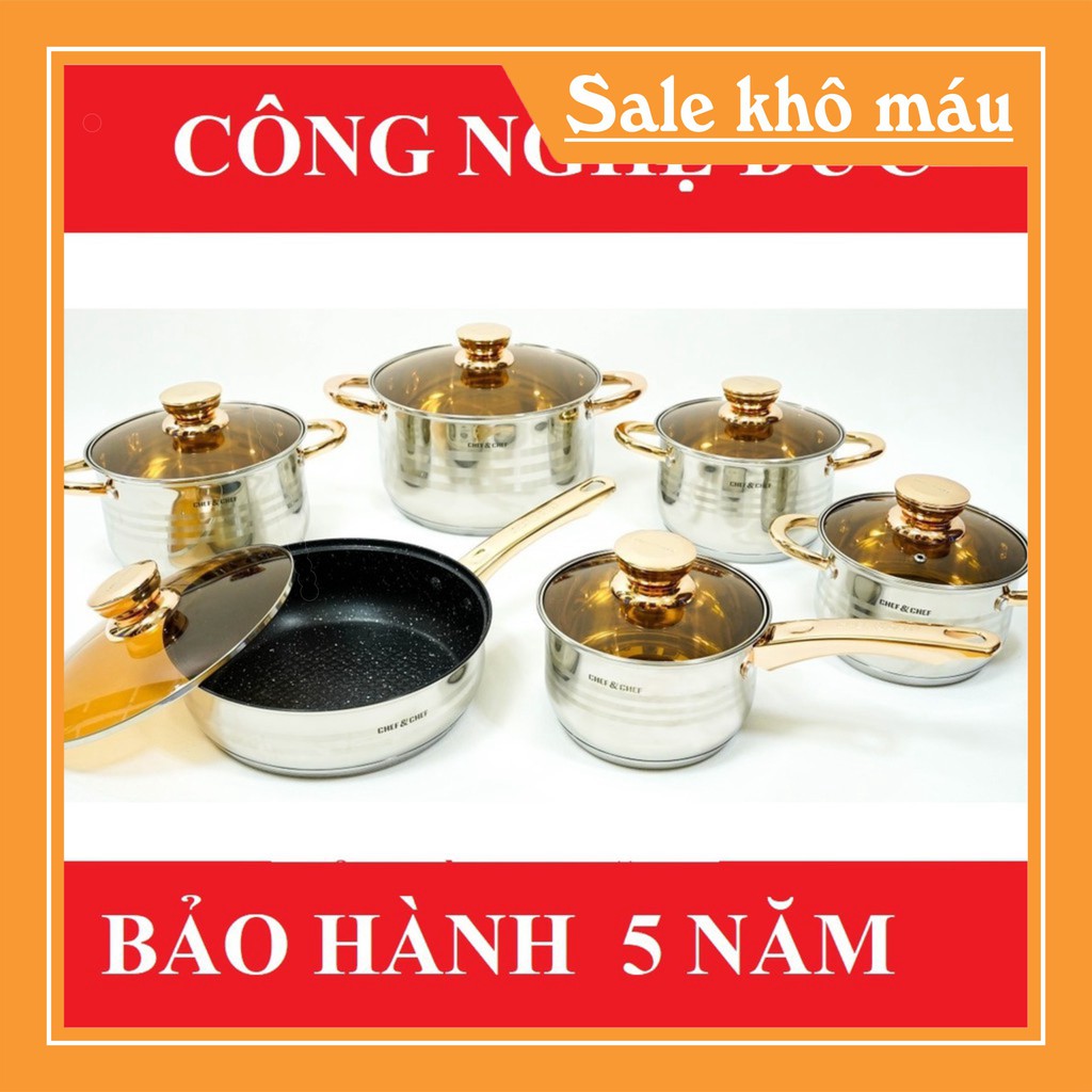 BỘ NỒI 6 MÓN VUNG KÍNH CHEF &amp; CHEF CÔNG NGHỆ ĐỨC [chất lượng cao - giá tốt]