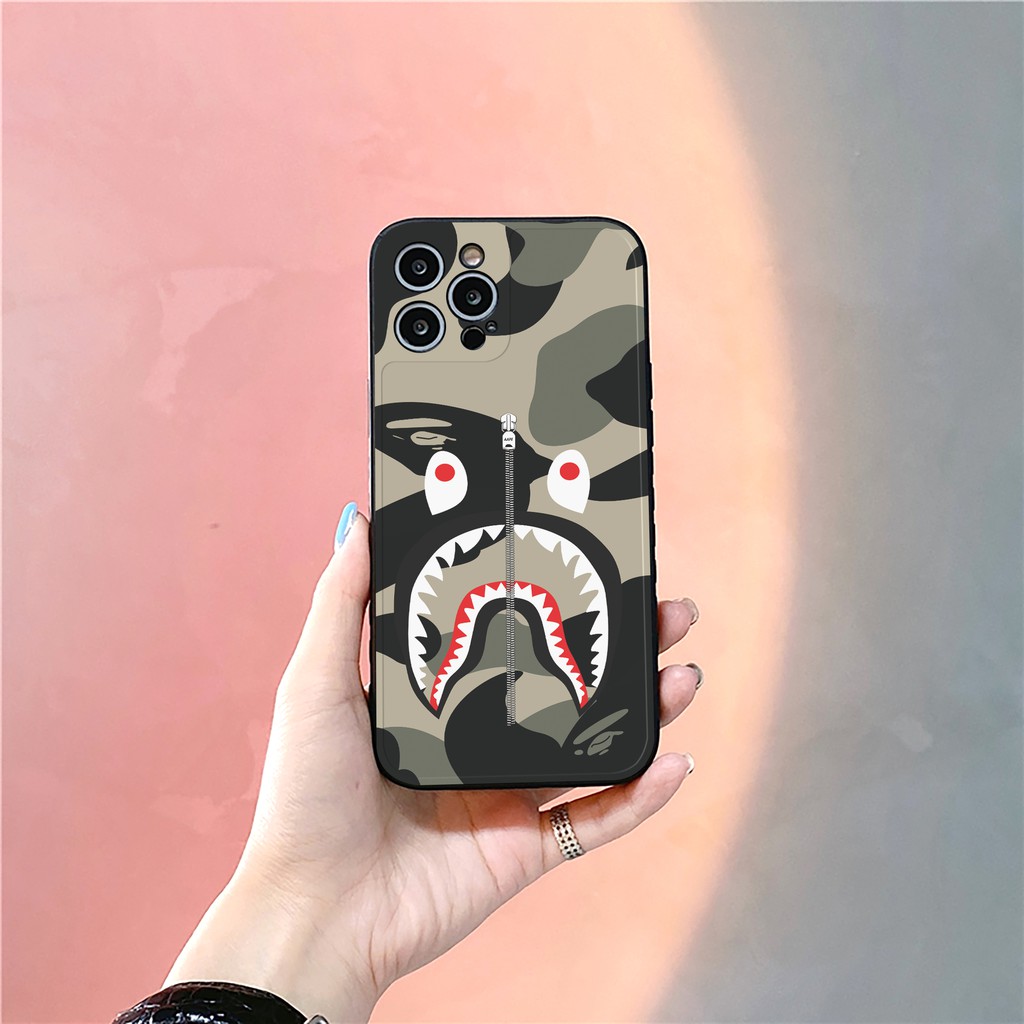 Ốp lưng iphone Bape Camo bóng cạnh vuông 6/6plus/6s/6splus/7/7plus/8/8plus/x/xs/11/12/13/14/pro/max/promax/plus