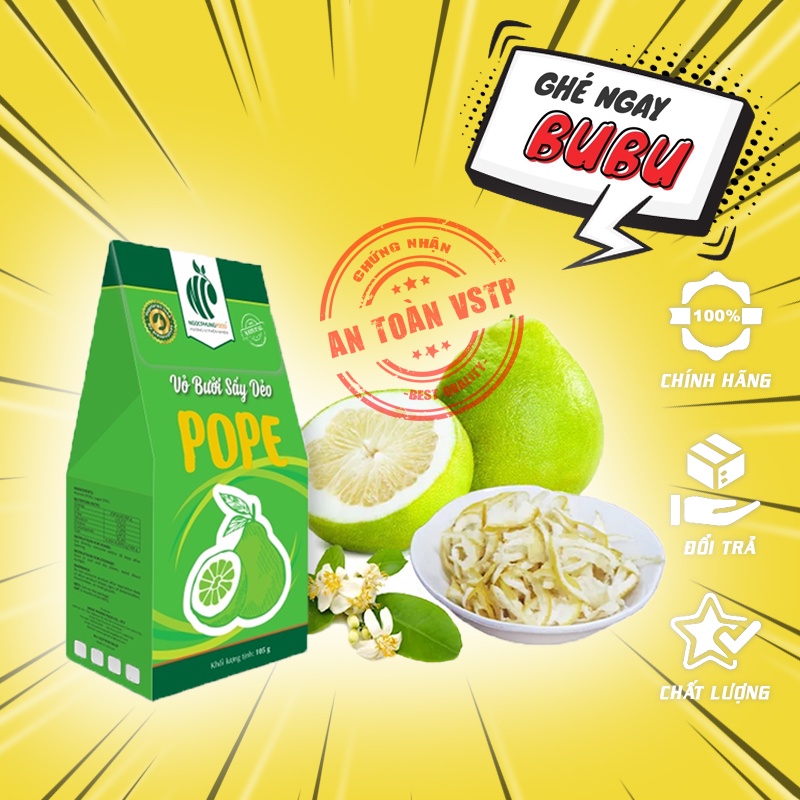 Vỏ bưởi sấy dẻo Gói 105g, Trái cây sấy nguyên vị Đạt chứng nhận sản phẩm OCOP