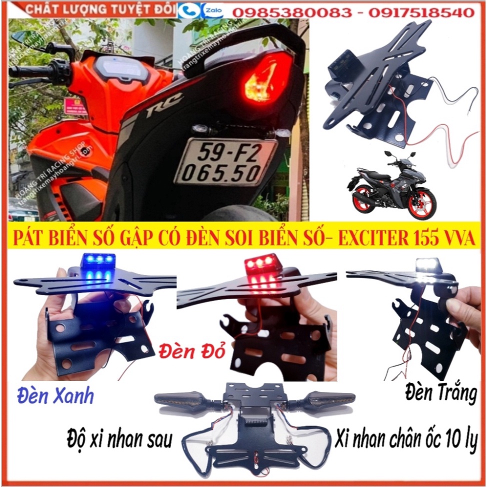 Pát Biển Gập Gắn Yamaha Exciter 155 VVA, Ex 155 VVA Các Phiên Bản Đút Gầm Có Đèn Soi Biển Số Gắn Được Nhiều Loại Xi Nhan