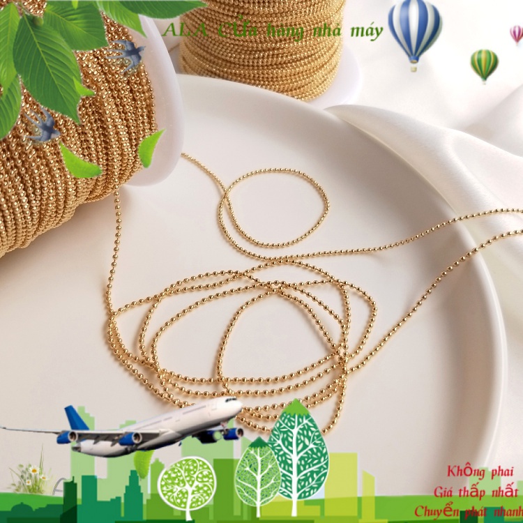 Mạ vàng 14K giữ màu chuỗi hạt vàng chuỗi hạt đậu chuỗi bóng chuỗi hạt số lượng lớn bán thành phẩm chuỗi tự làm vòng cổ vật liệu trang sức