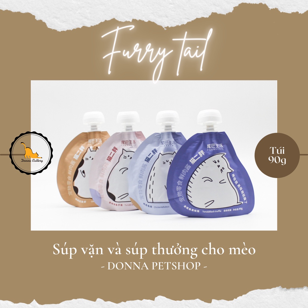 SÚP VẶN FURRY TAIL TUÝP 90g ĐỦ VỊ CHO MÈO