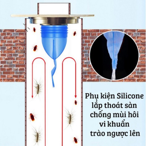 Bộ ống chặn mùi hôi nhà vệ sinh, van ngăn mùi cống thoát sàn ,mùi nhà tắm, ngăn côn trùng(mầu xanh)