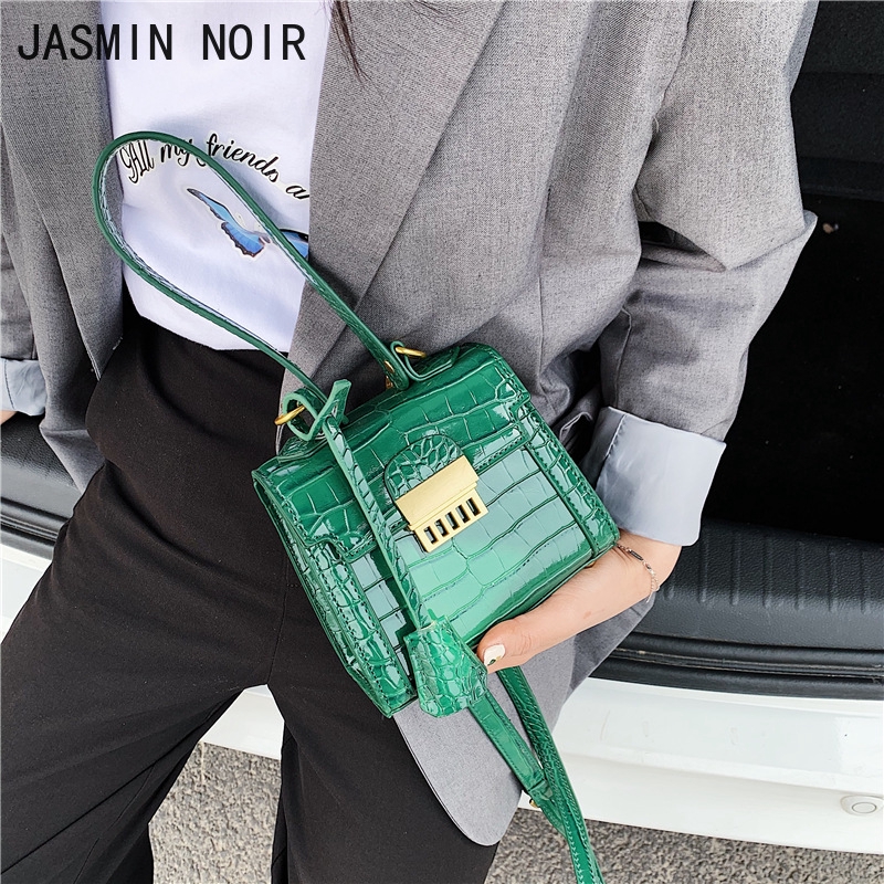 Túi xách JASMIN NOIR mini thiết kế hoạ tiết vân da cá sấu thời trang nữ