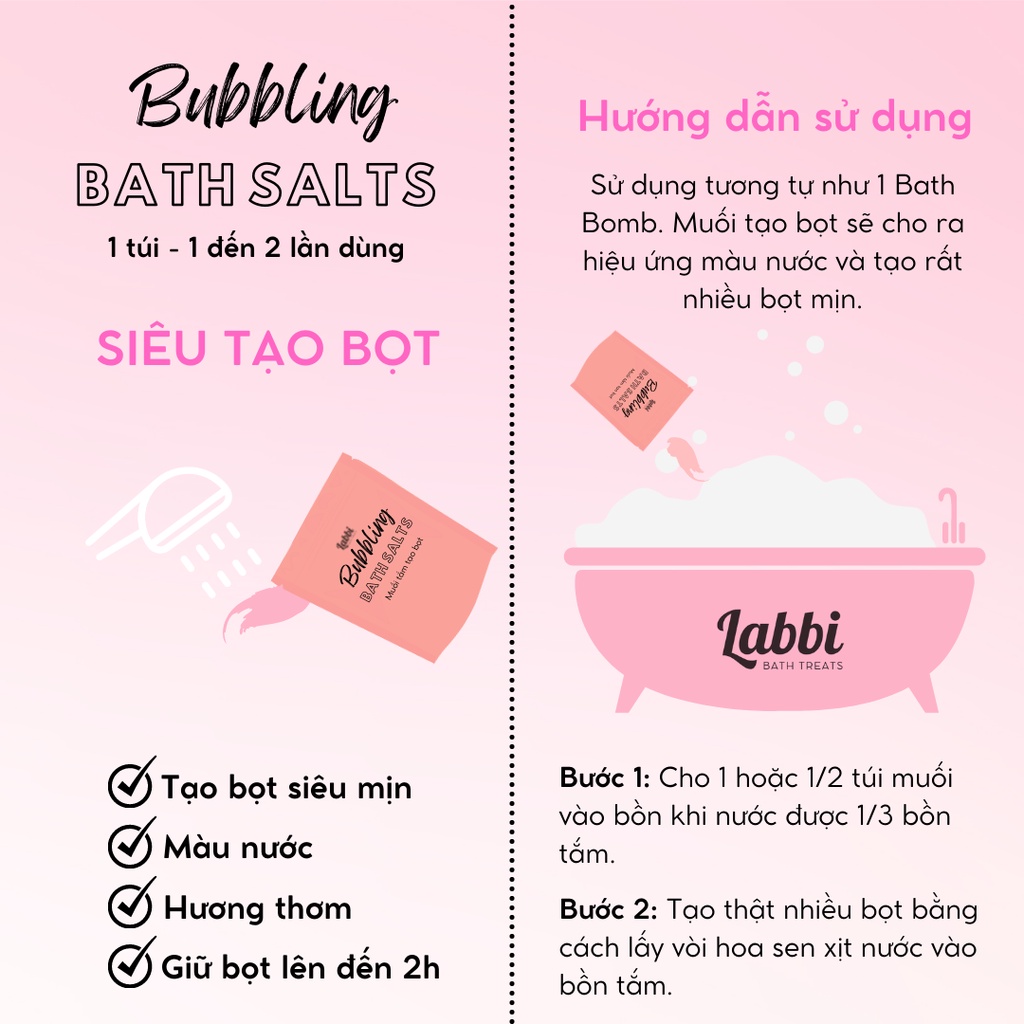 TỔNG HỢP [Labbi] Tạo bọt bồn tắm / Muối tắm tạo bọt / Bubble Salts