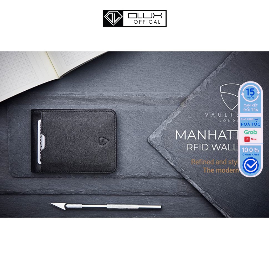 [Siêu Sang] Ví nam mini, ví nữ nhập khẩu, thiết kết tối giản sành điệu, namcard Manhattan - Full Box