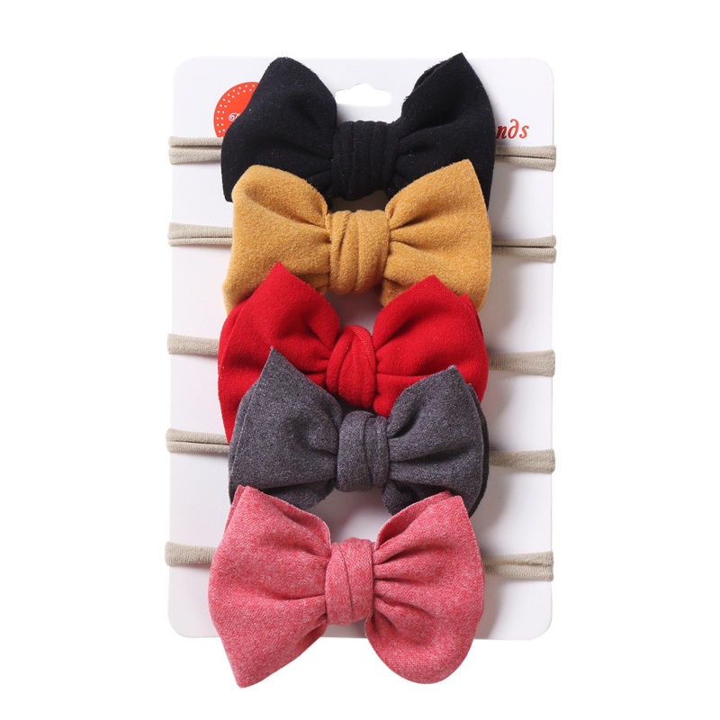 Set 5 Băng Đô Nơ Co Giãn Mềm Mại Thời Trang Cho Bé Gái