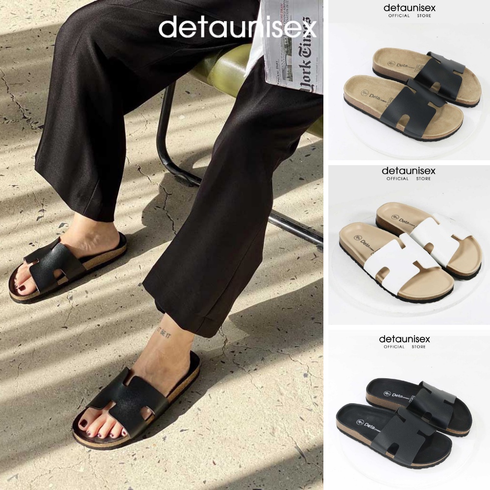 Dép Birken đế trấu chữ H nam nữ thời trang DETAUNISEX - DETA14