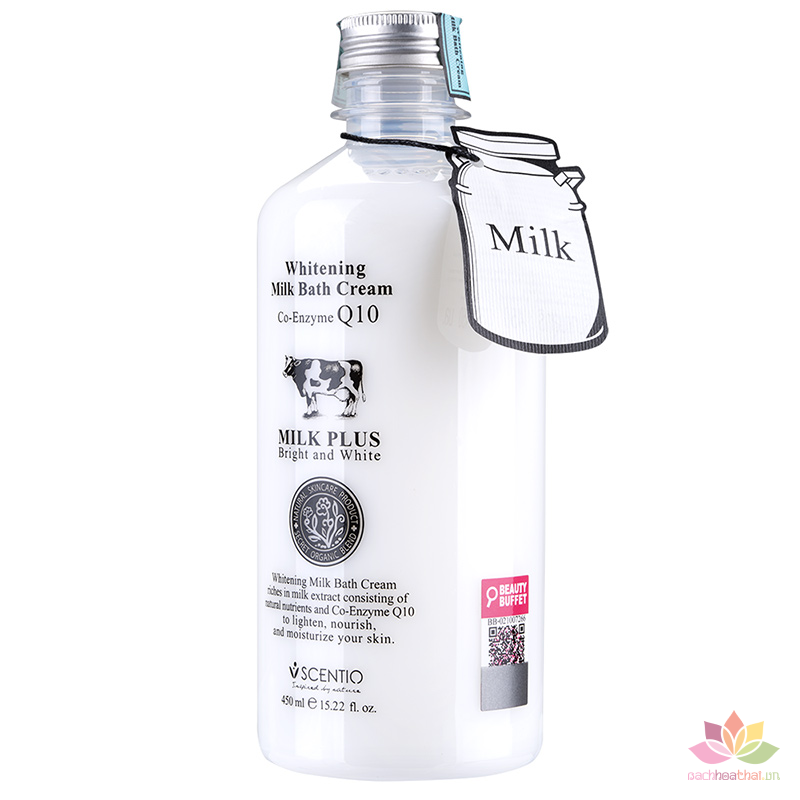 Sữa tắm trắŉg Scentio Milk Plus Bright &amp; White Shower Cream 450 ml (Thailand)