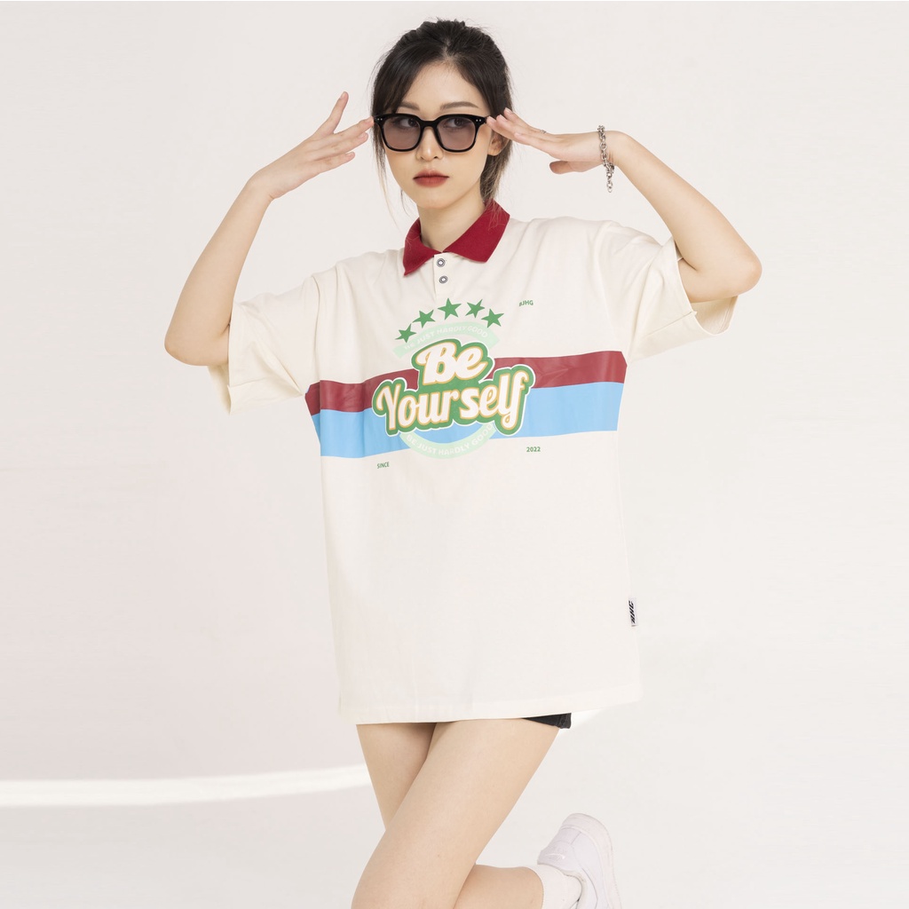 Áo thun polo BJHG BE YOUR SELF phông tay lỡ nam nữ unisex form rộng Local Brand áo Polo form rộng