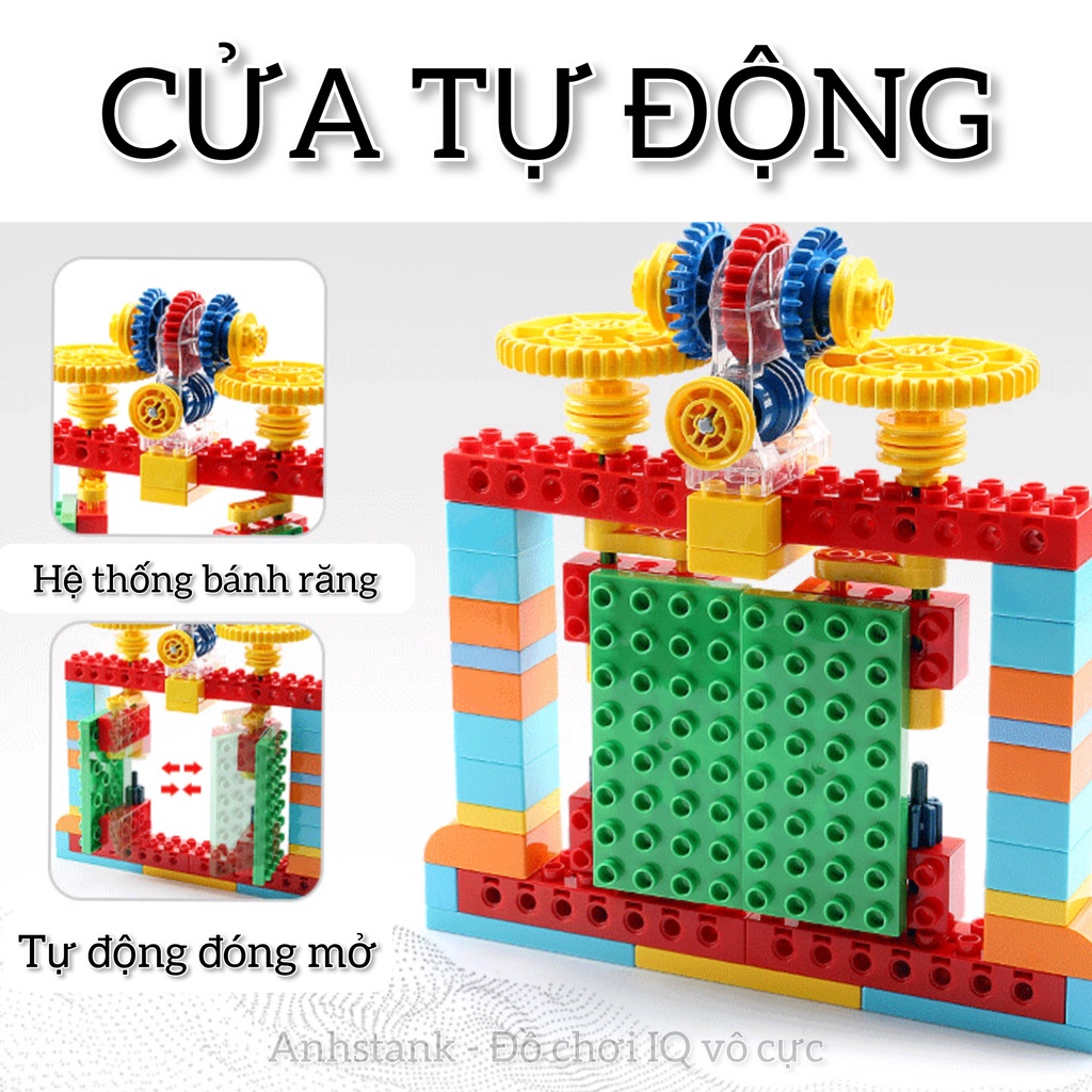 Lego kích cỡ to Duplo Xếp hình Kỹ sư cơ khí Siêu động cơ STEM, động cơ hoạt động 8h bảo hành 1 đổi 1