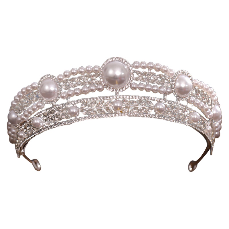 Cài Tóc Hình Vương Miện Đính Đá Và Ngọc Trai Cho Cô Dâu