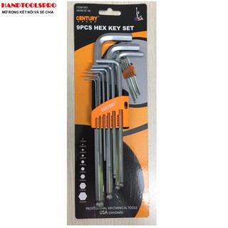 Bộ Lục Giác 9 Cây Hệ Mét 1.5-10mm CENTURY tiêu chuẩn Mỹ 060803C-9L